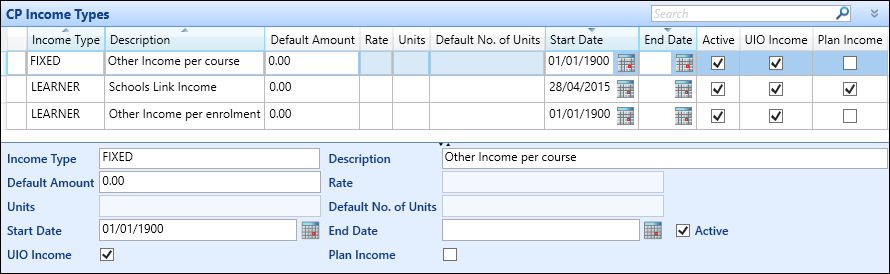 CP Income Types